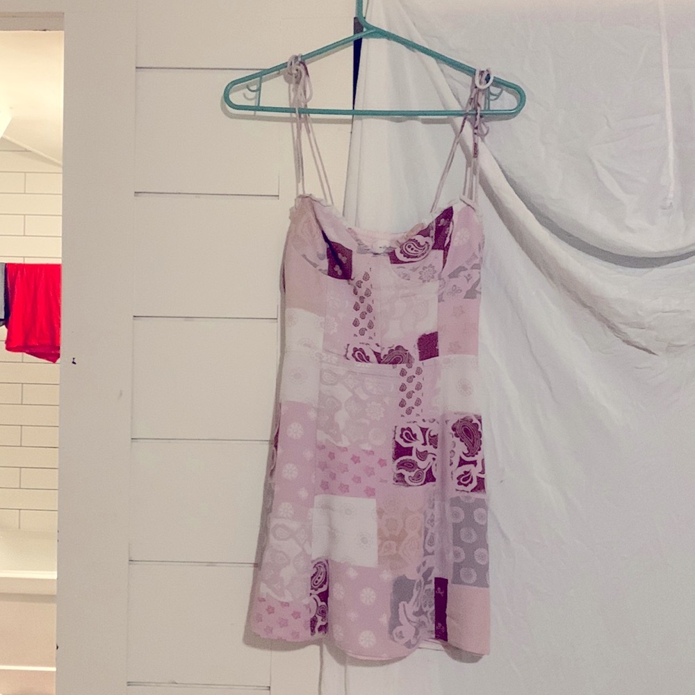 Pink, burgundy, beige, white, Wilfred dress. Very light and airy material